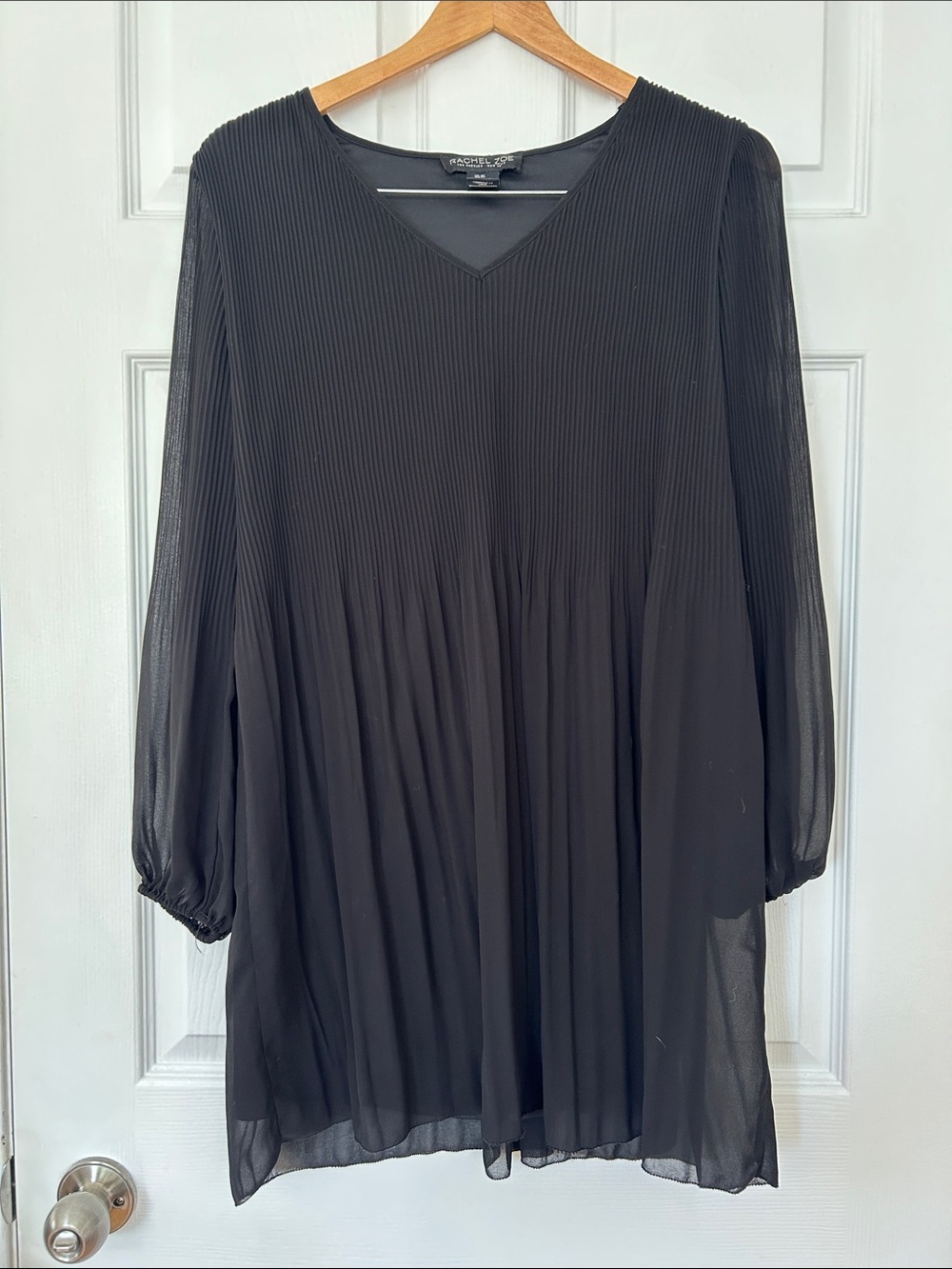 Rachel Zoe Black Pleated Chiffon Dress XS